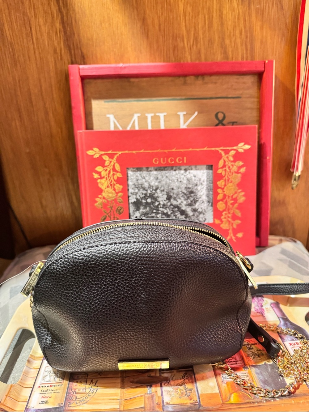 Katie Loxton Black Leather Zip-Top Women's Handbag